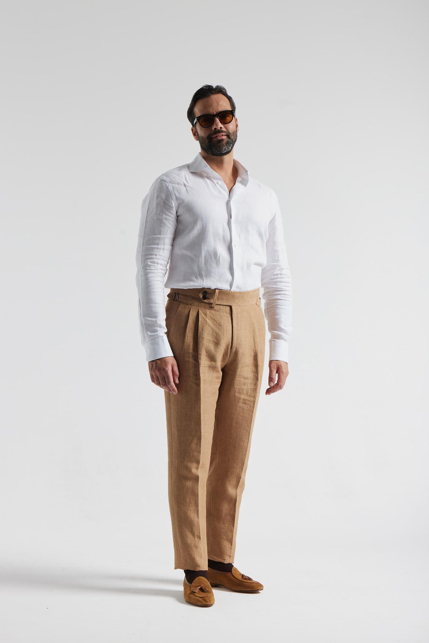 Dark Beige Linen Trousers