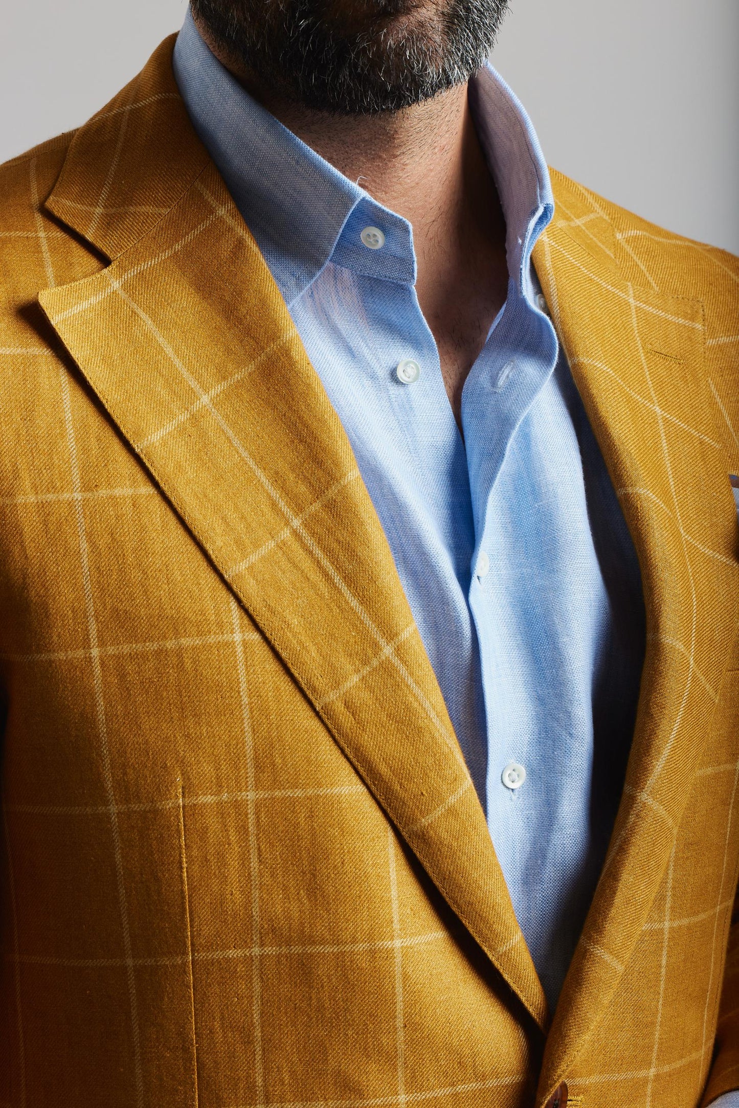 Yellow linen Jacket with check from Angelico