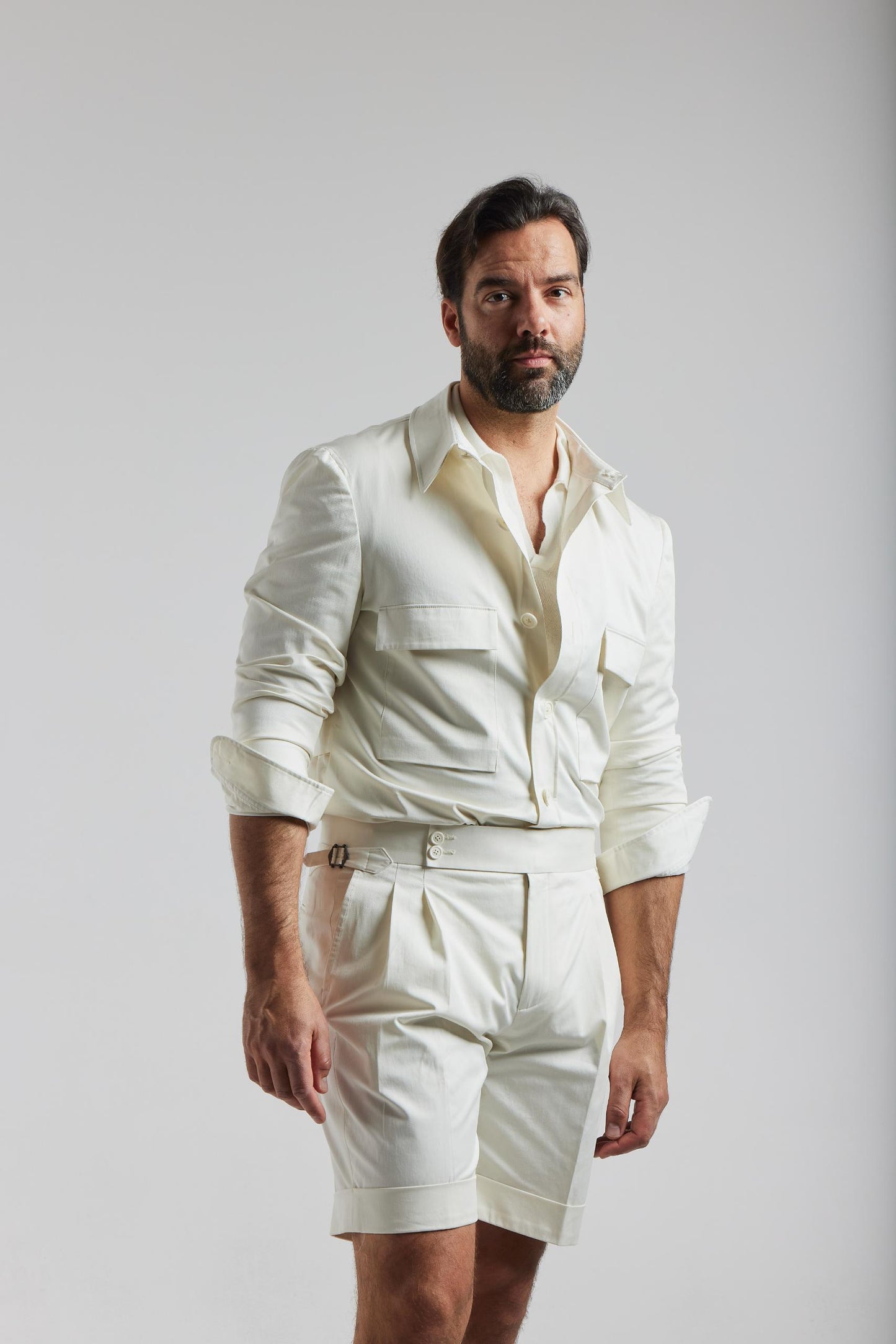 White Cotton Gurkha Shorts