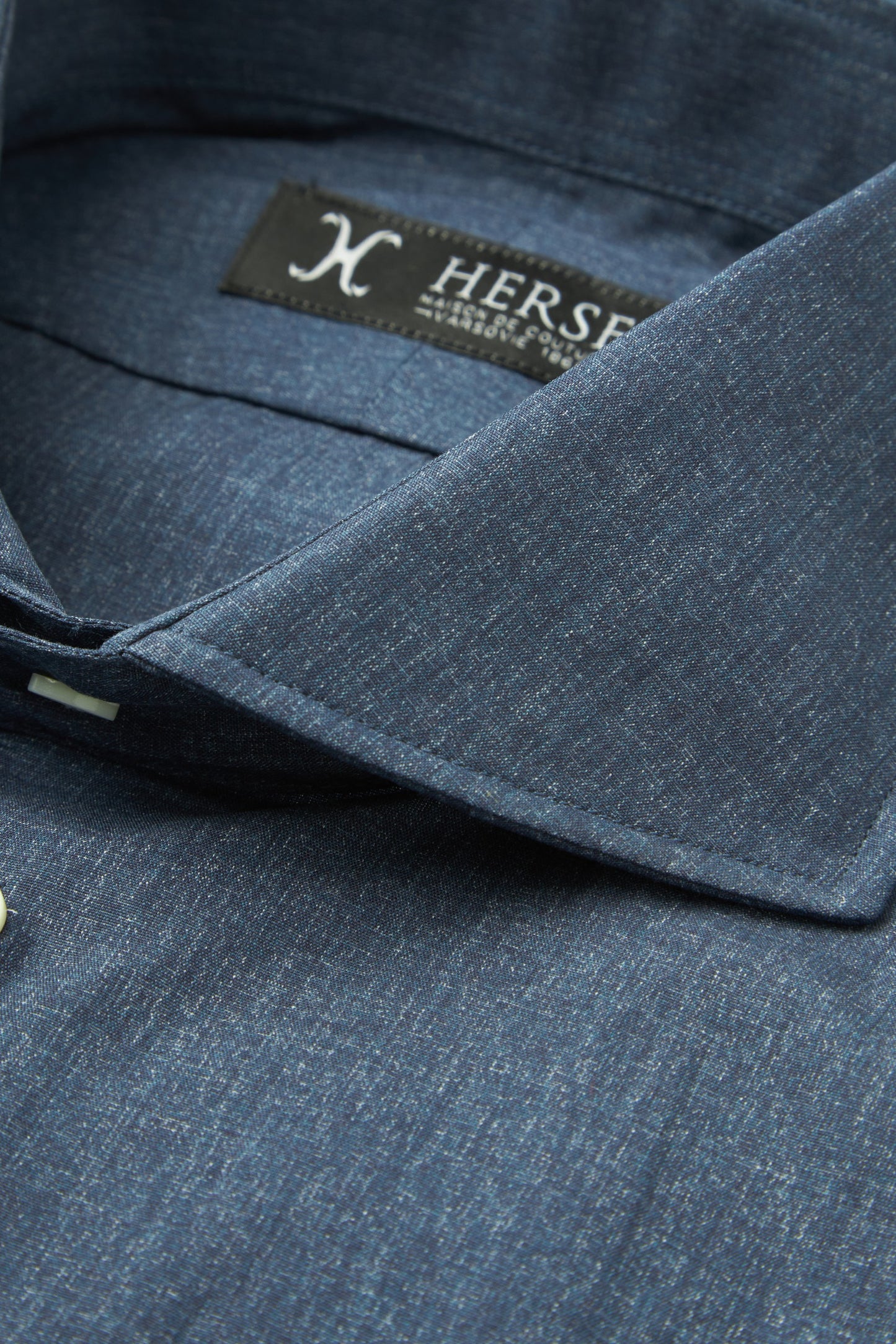 Carlo Riva denim shirt with Bambarozzo trim collar