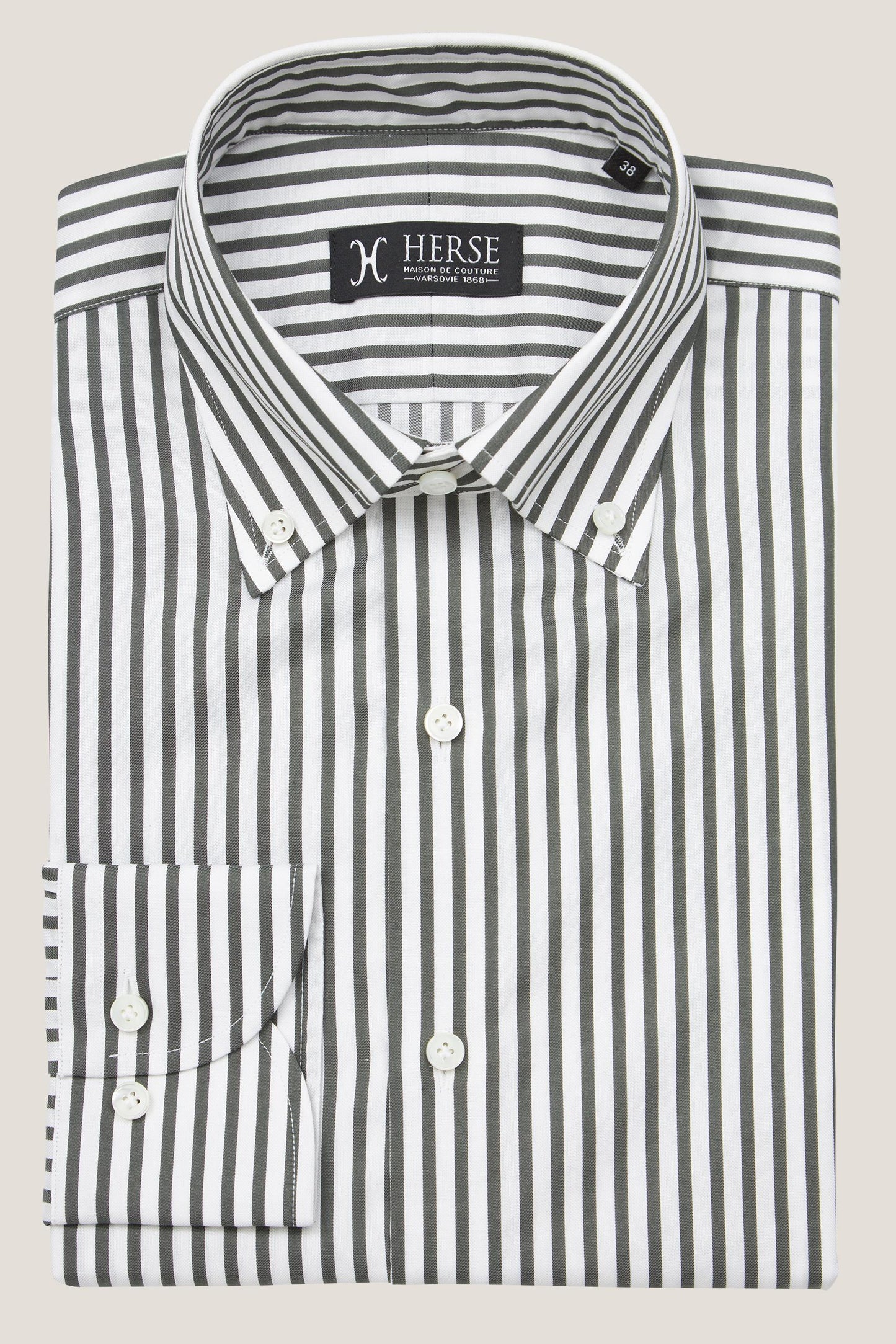 Green striped button down shirt Albini