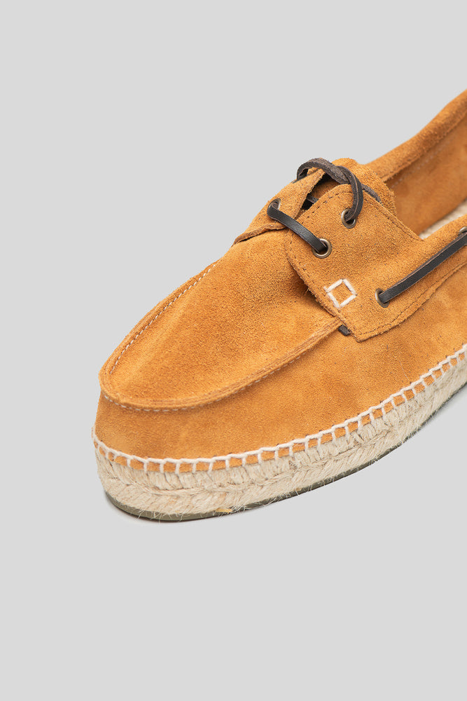 Cognac Suede Boat Shoe Espadrilles