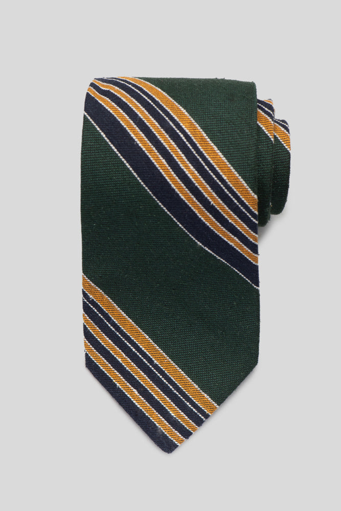 Navy and Green Shantung Tie
