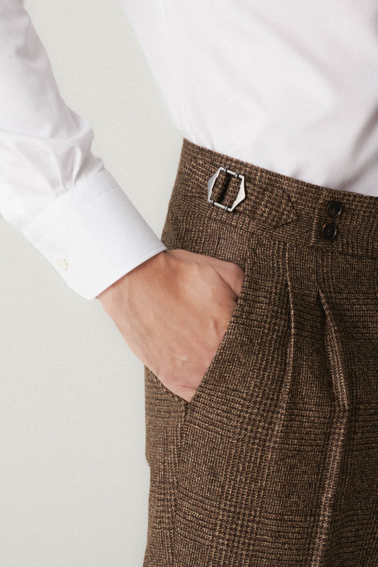 Brown Prince of Wales Flannel Suit 3pc