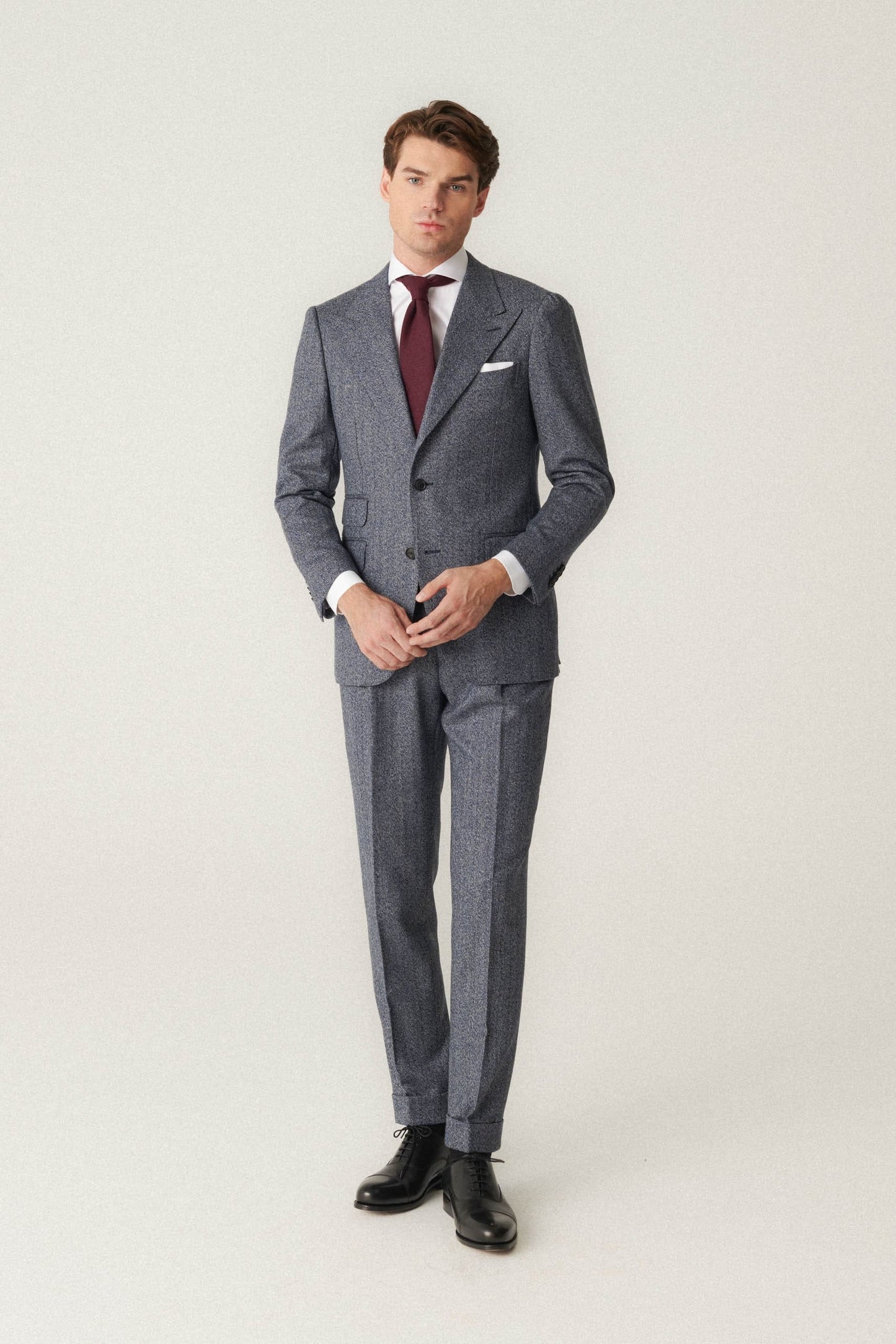 Blue Herringbone Fartown Flannel Suit