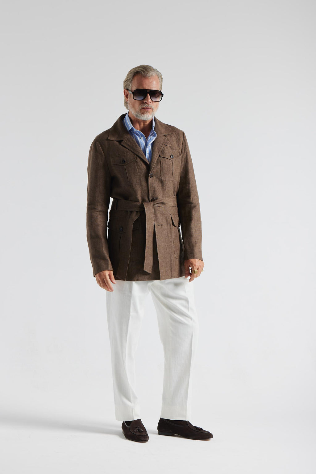 Brown linen Field Jacket