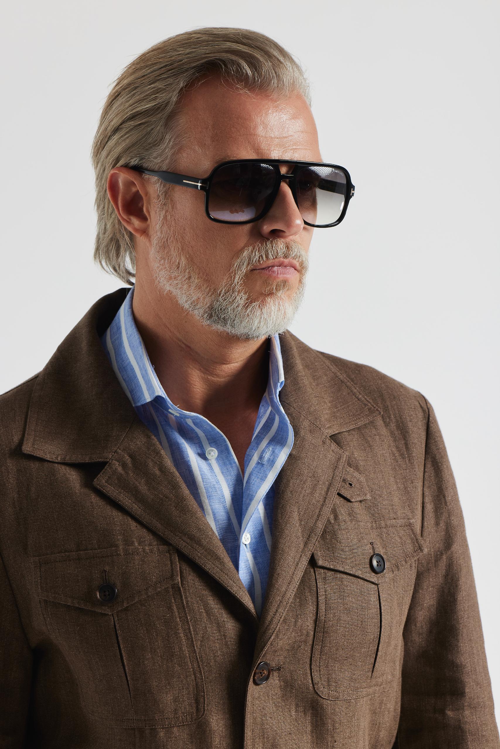 Brown linen Field Jacket