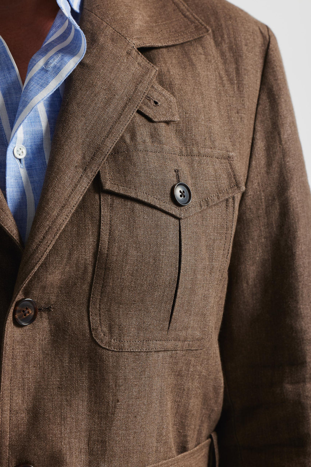 Brown linen Field Jacket