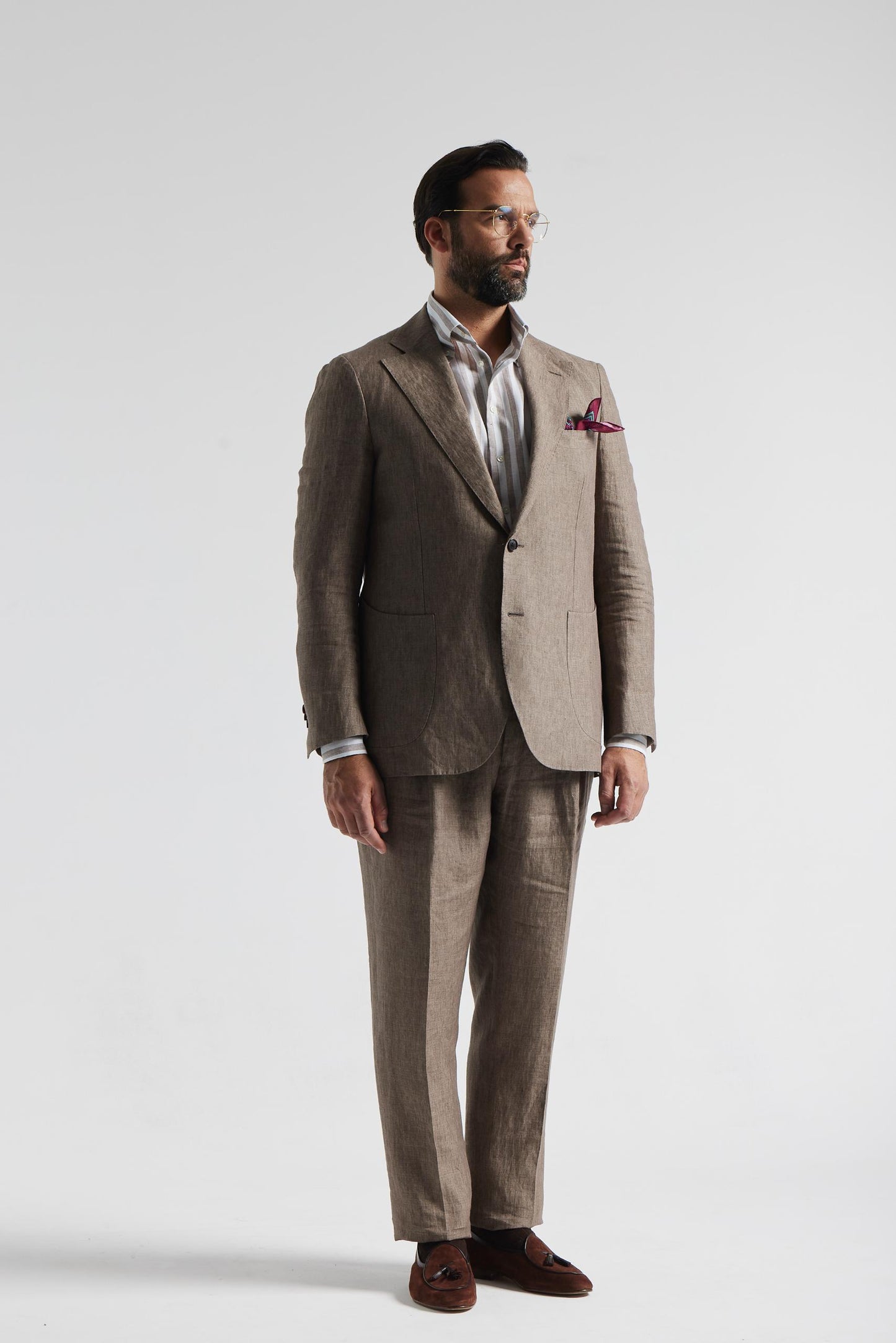 Light brown linen suit