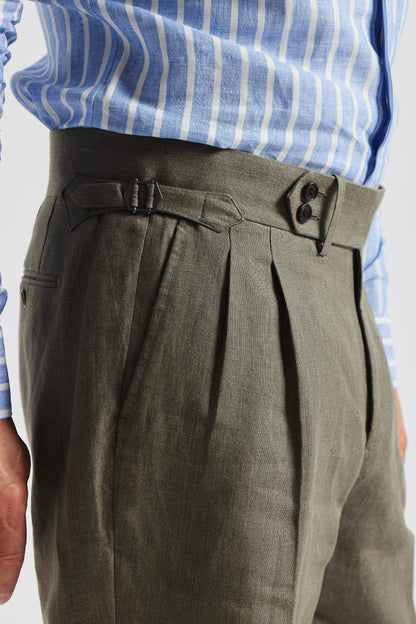 Linen Olive military Gurkha Trousers