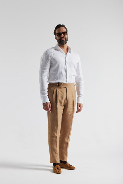 Dark Beige Linen Trousers