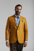 Yellow linen Jacket with check from Angelico