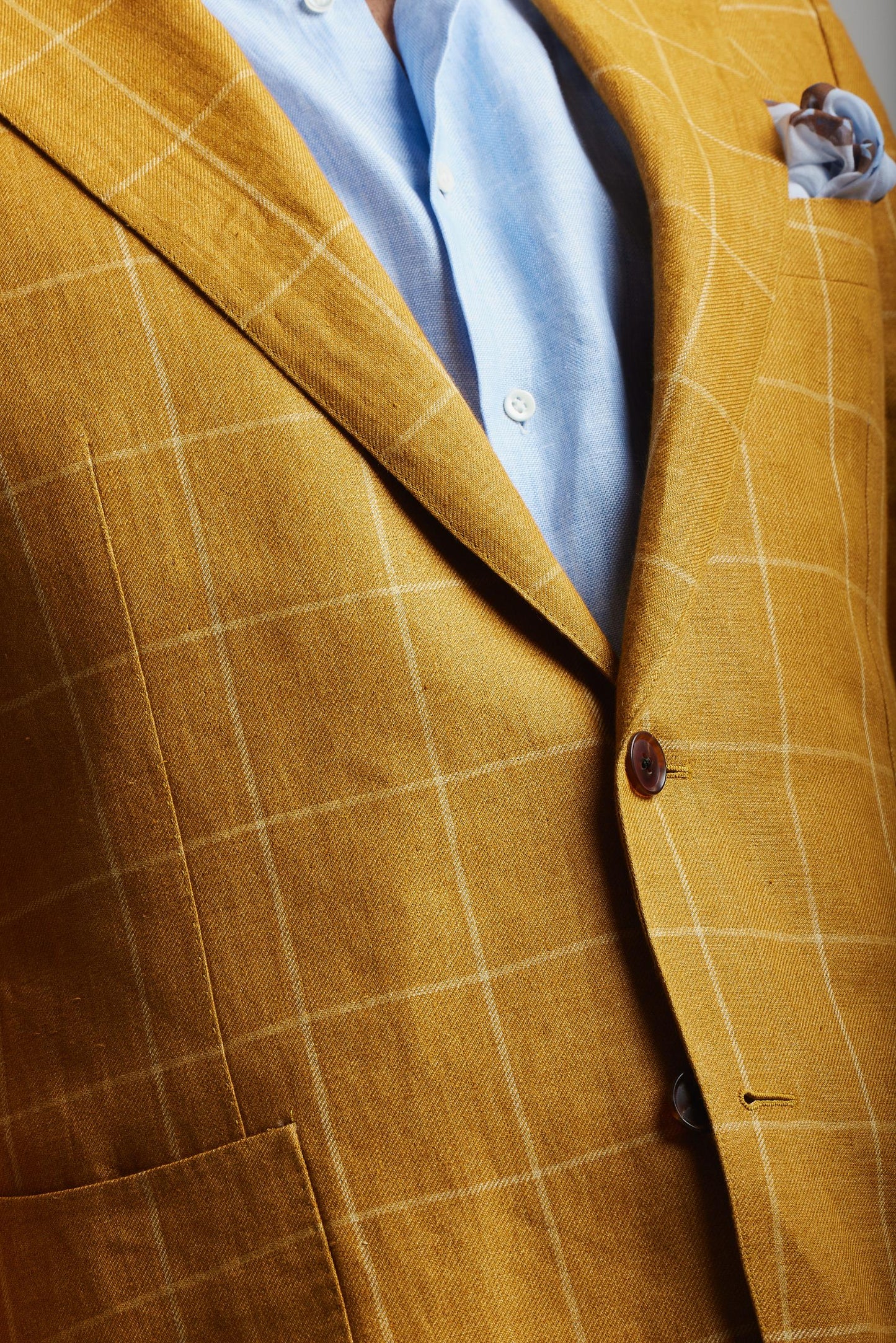 Yellow linen Jacket with check from Angelico