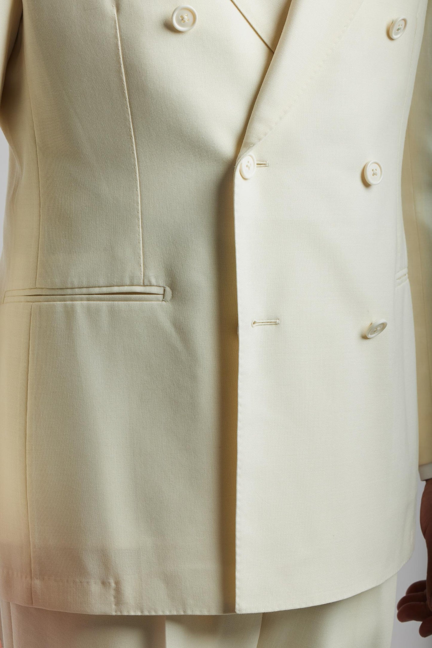 Summer Off White Double Breasted Suit