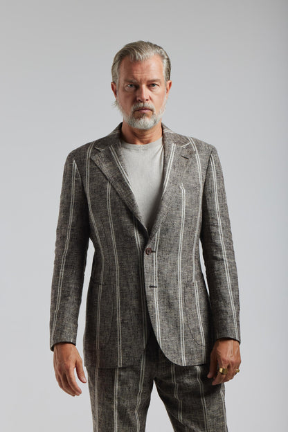Summer Brown stripe Linen suit by Ferla