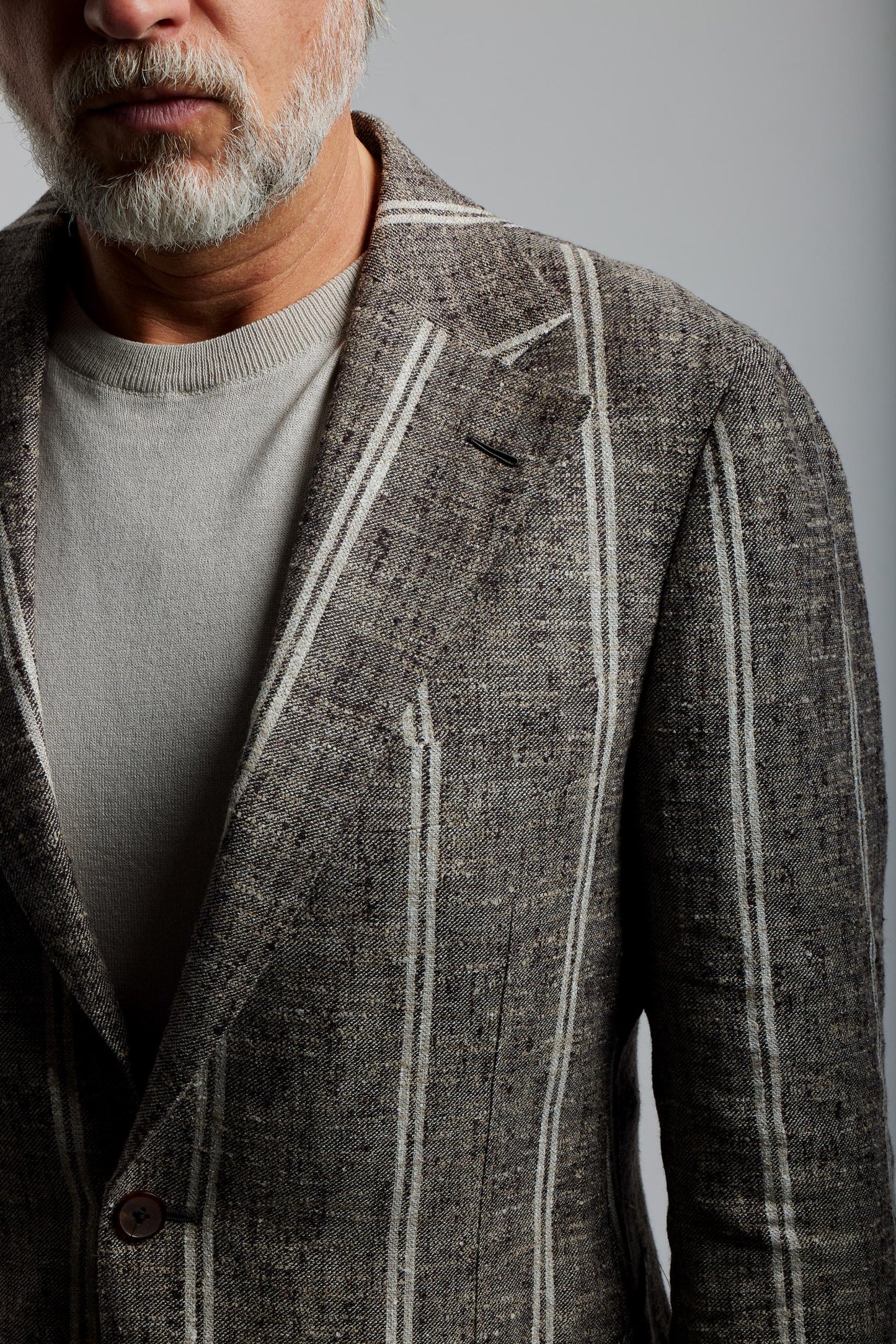 Summer Brown stripe Linen suit by Ferla