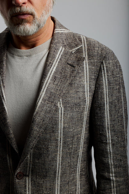 Summer Brown stripe Linen suit by Ferla