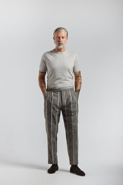 Summer Brown stripe Linen suit by Ferla