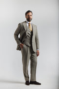 Beige Prince of Wales Suit 3pc