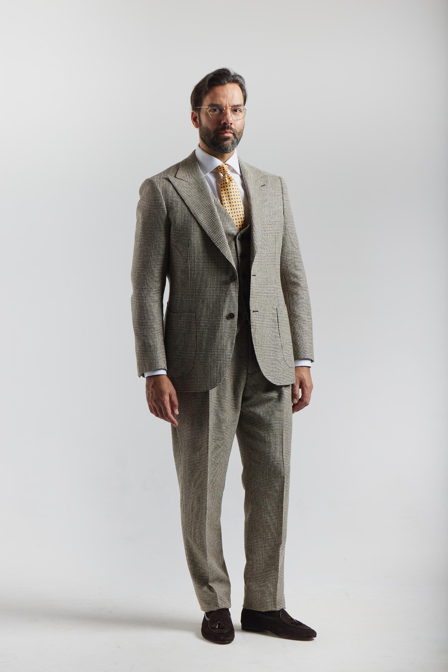 Beige Prince of Wales Suit 3pc