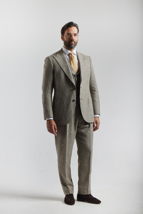 Beige Prince of Wales Suit 3pc