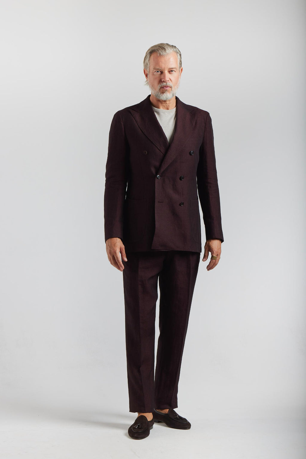 Burgundy Linen Suit