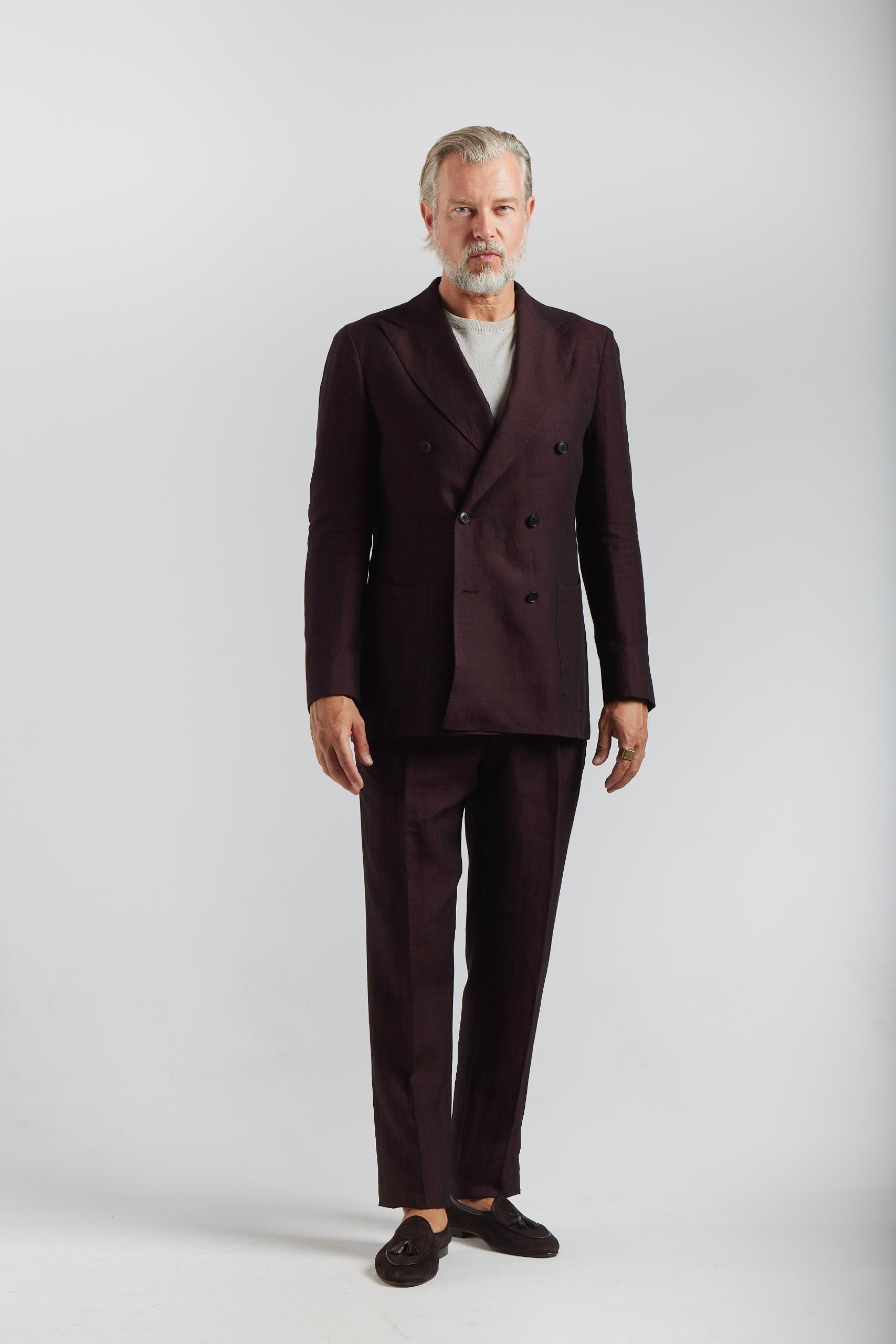 Burgundy Linen Suit