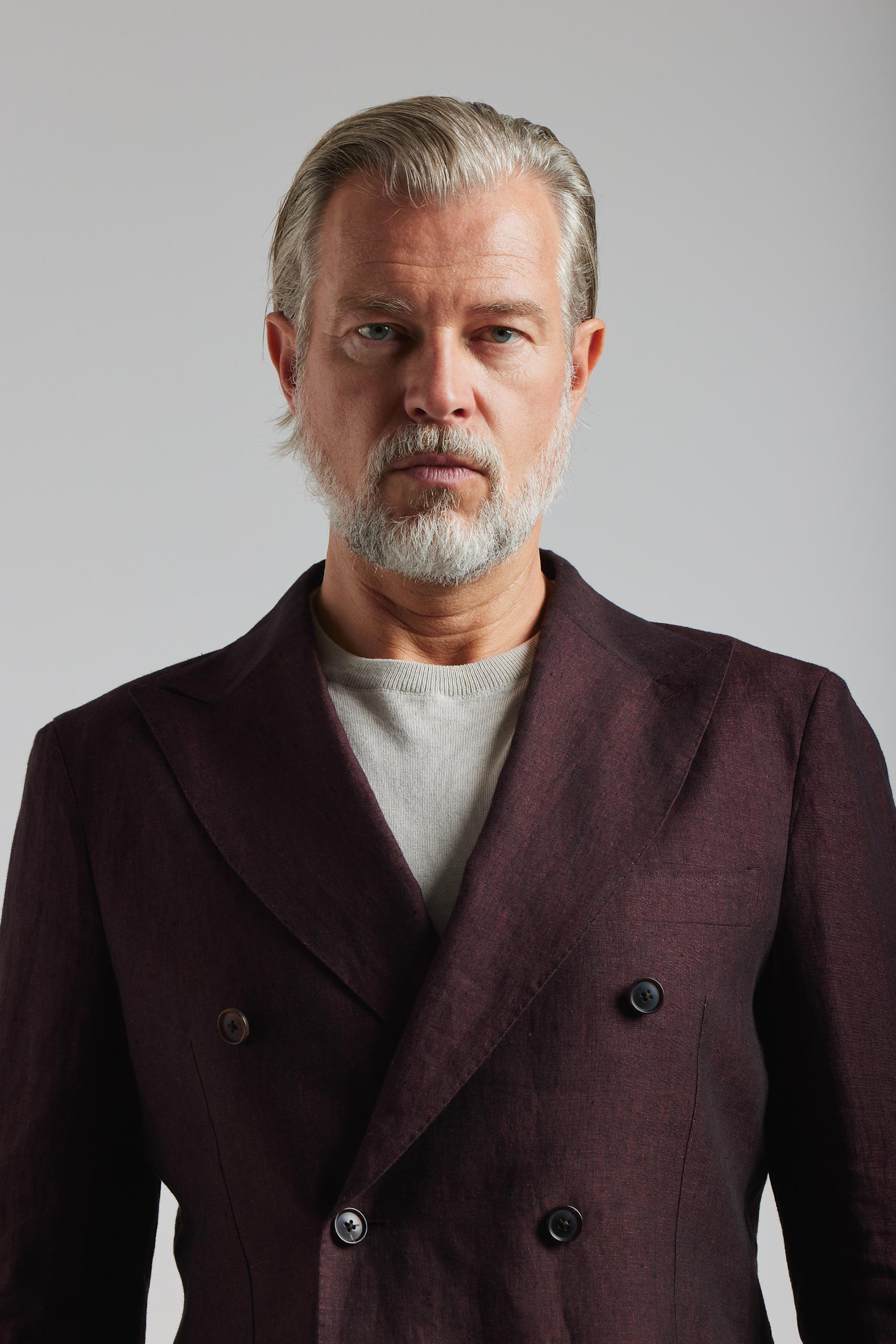 Burgundy Linen Suit