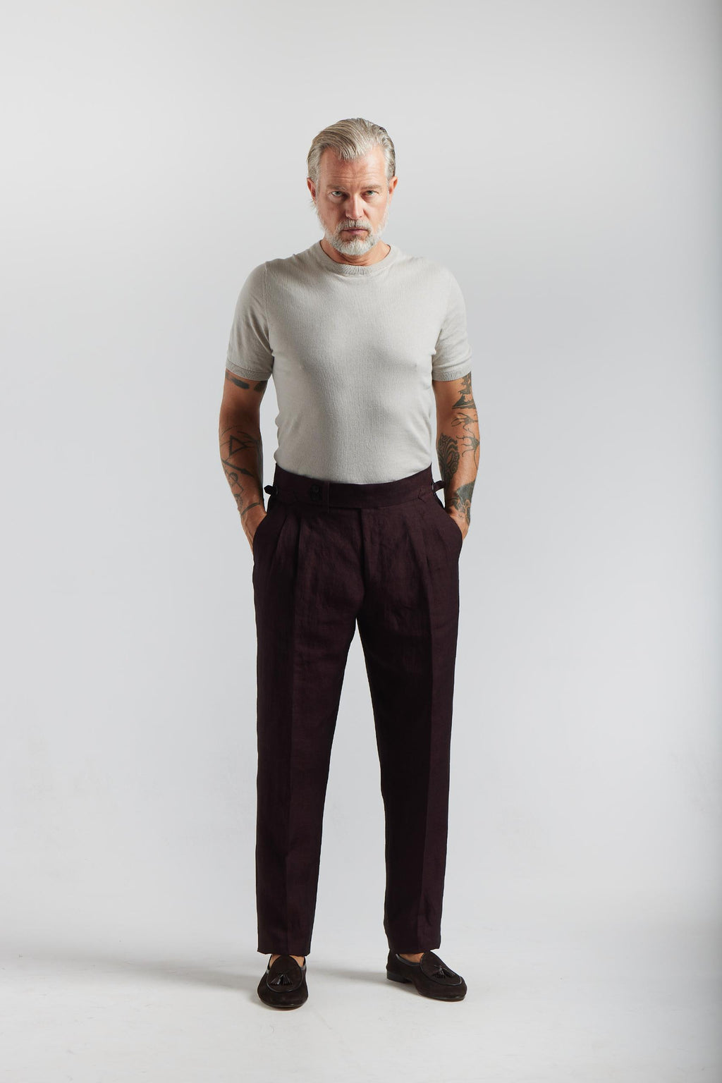 Burgundy Linen Suit