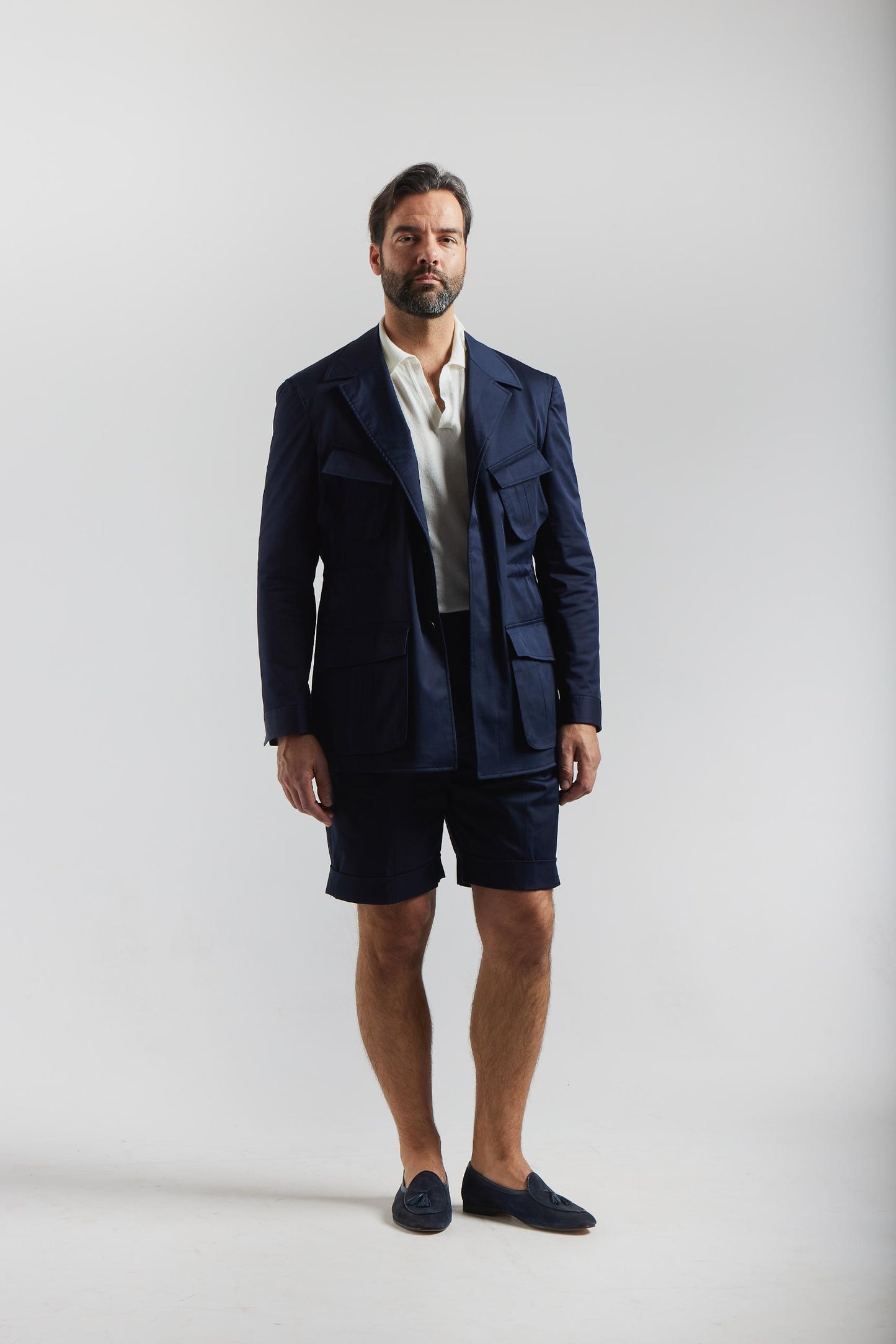 Navy cotton Gurkha Shorts