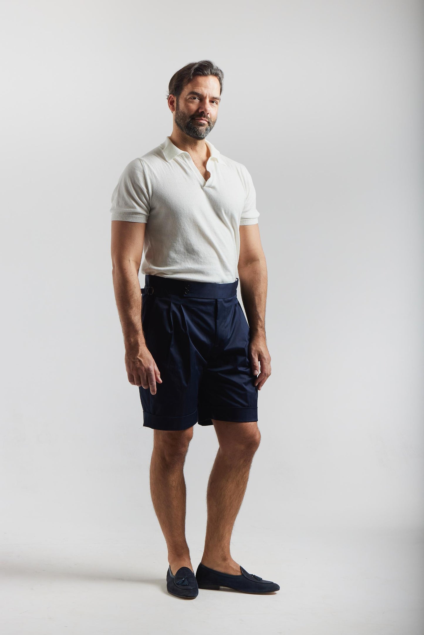 Navy cotton Gurkha Shorts