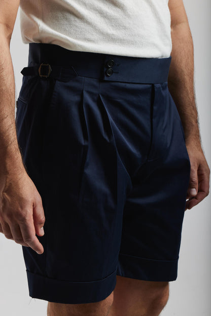 Navy cotton Gurkha Shorts
