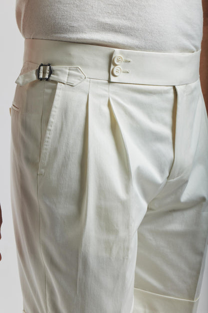 White Cotton Gurkha Shorts