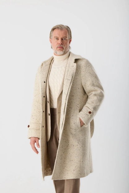 Light Beige Donegal Raglan Coat