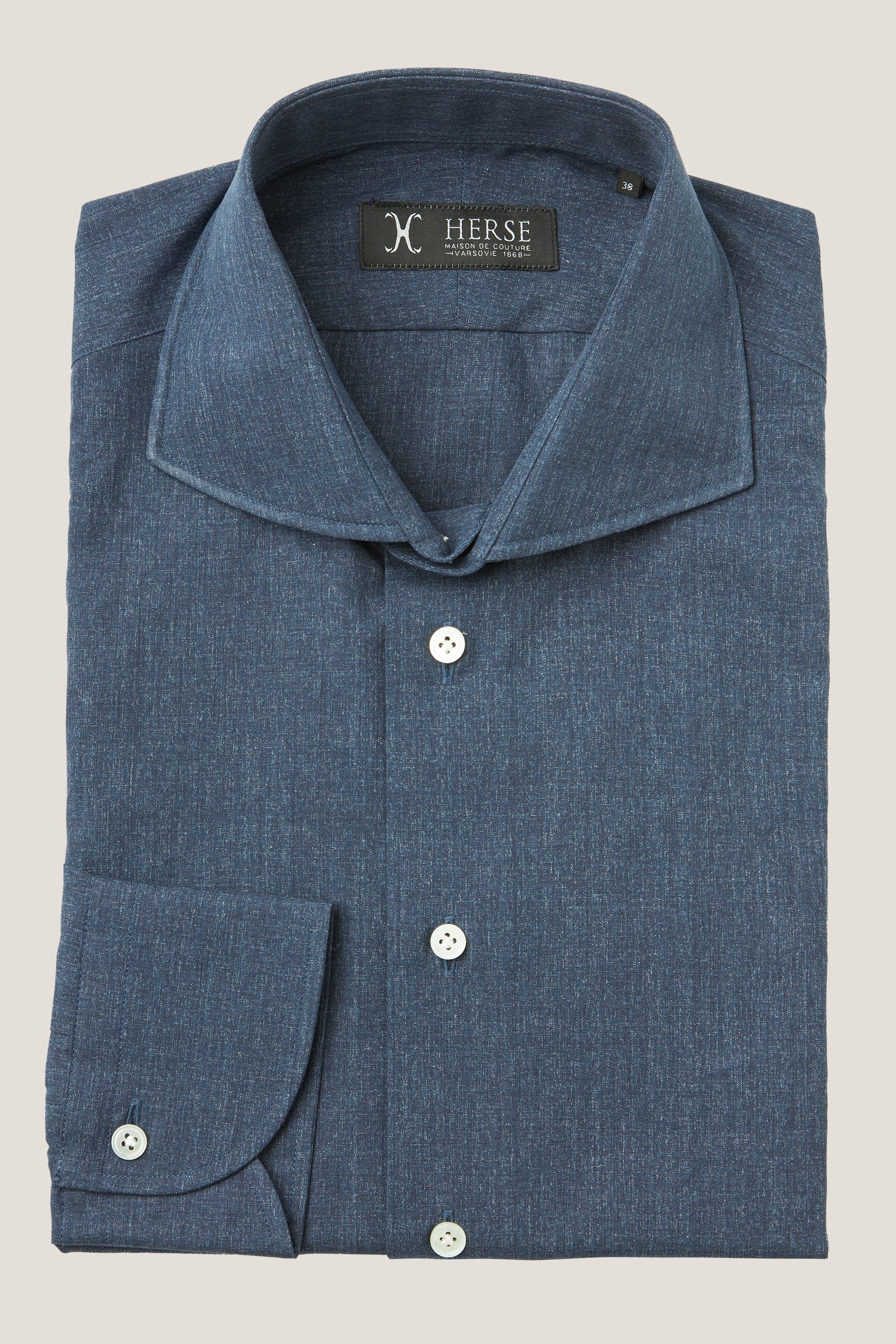 Carlo Riva denim shirt with Bambarozzo trim collar
