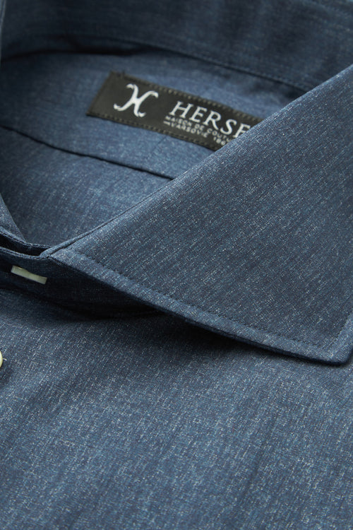 Carlo Riva denim shirt with Bambarozzo trim collar