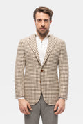 Beige-brown Shepherd checked wool