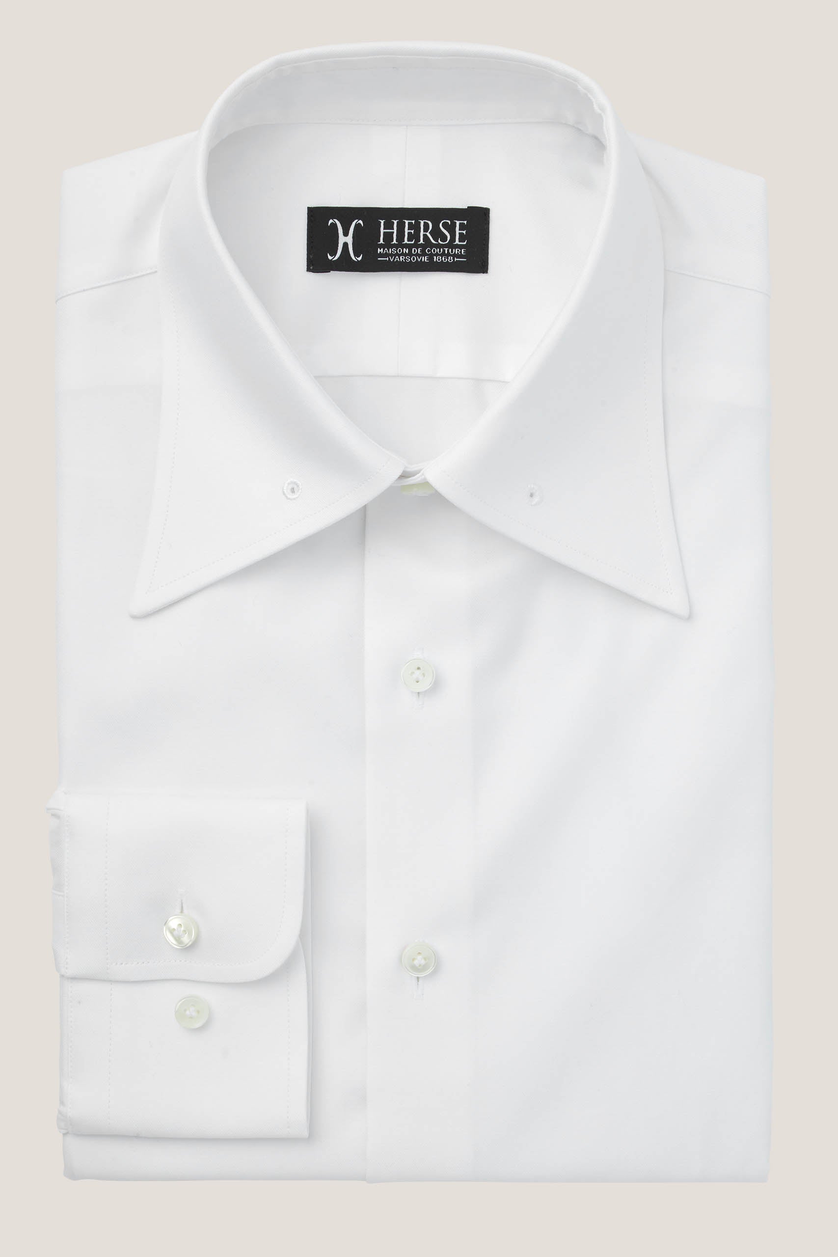 White pin collar shirt