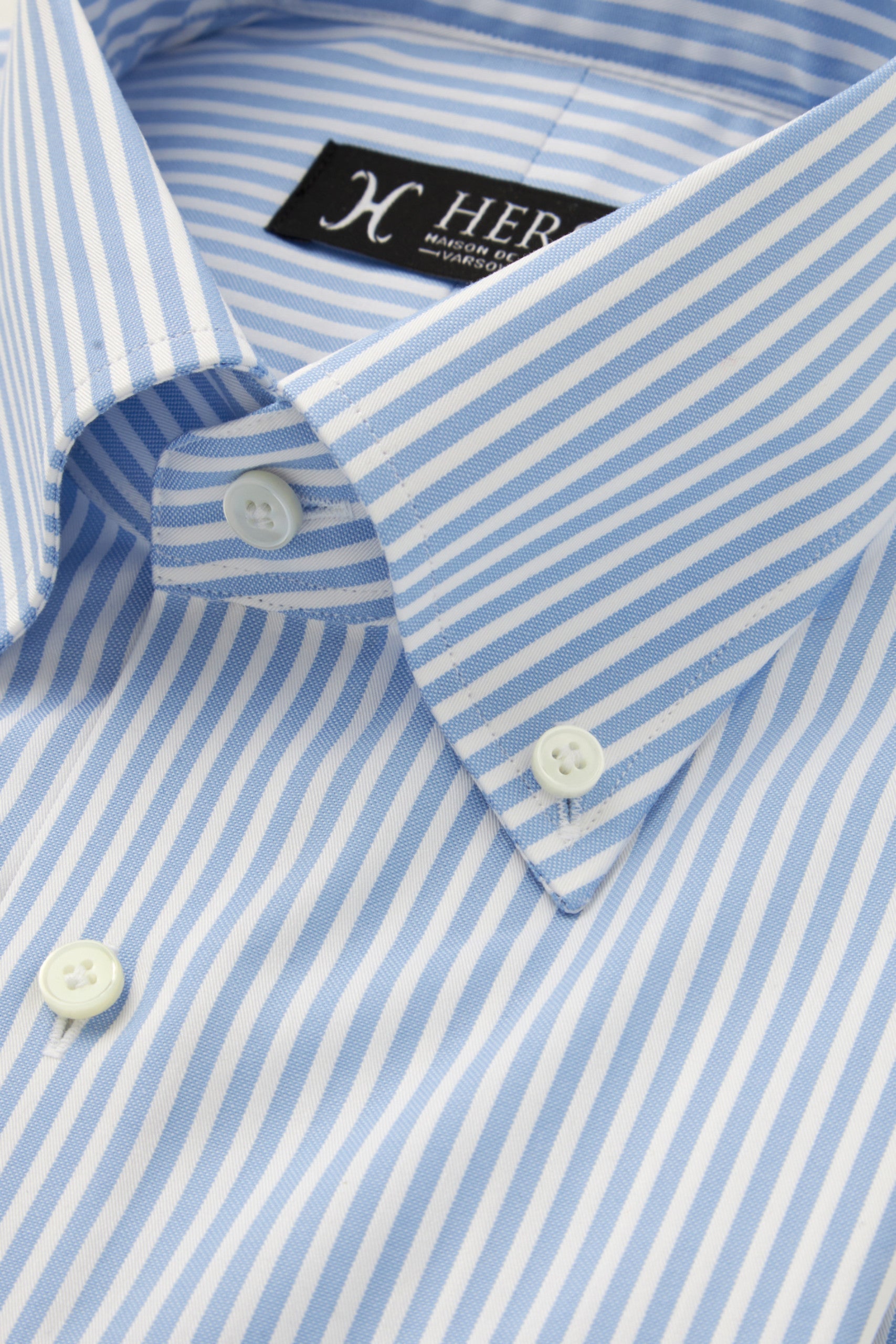 Blue striped button down shirt