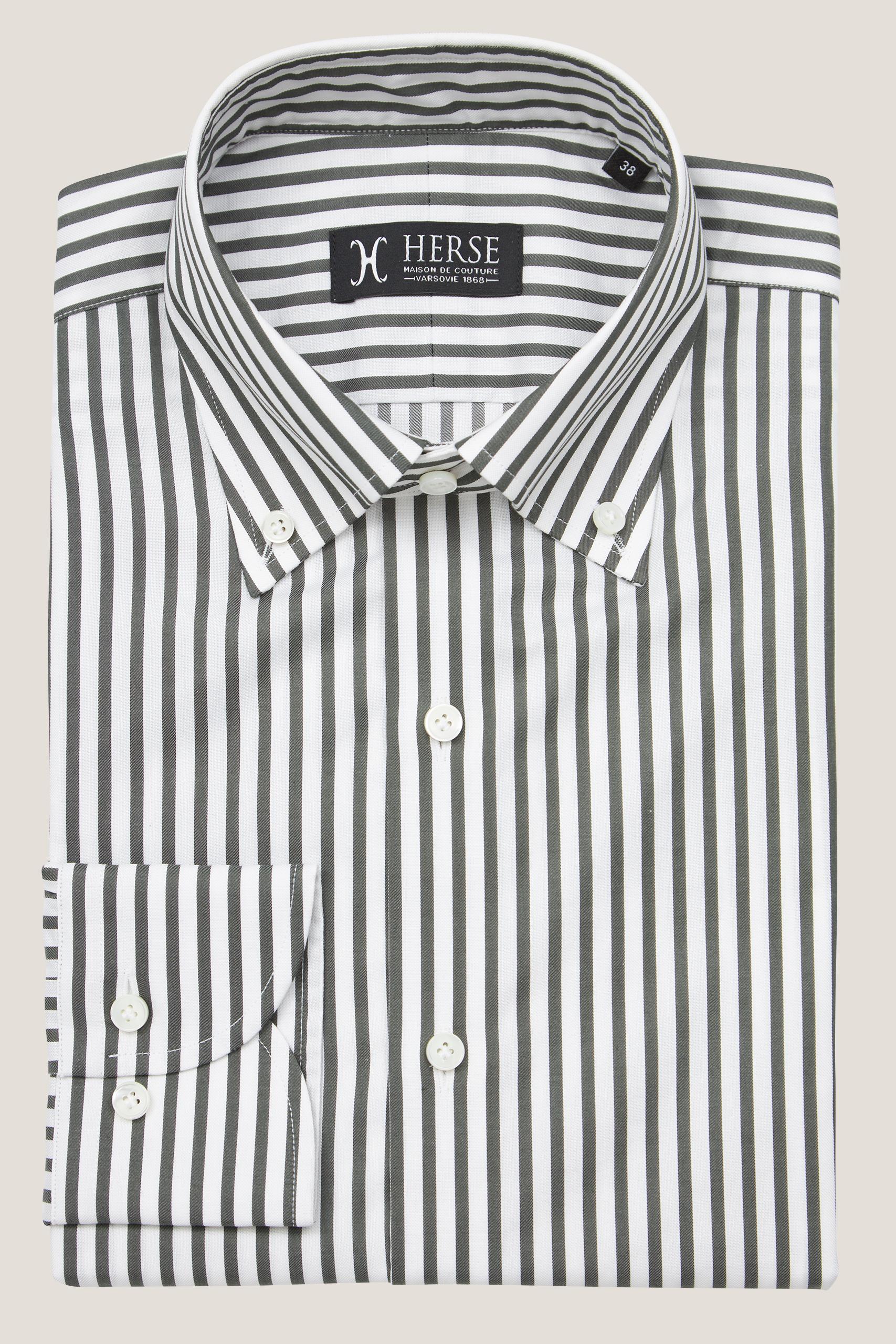 Green striped button down shirt Albini