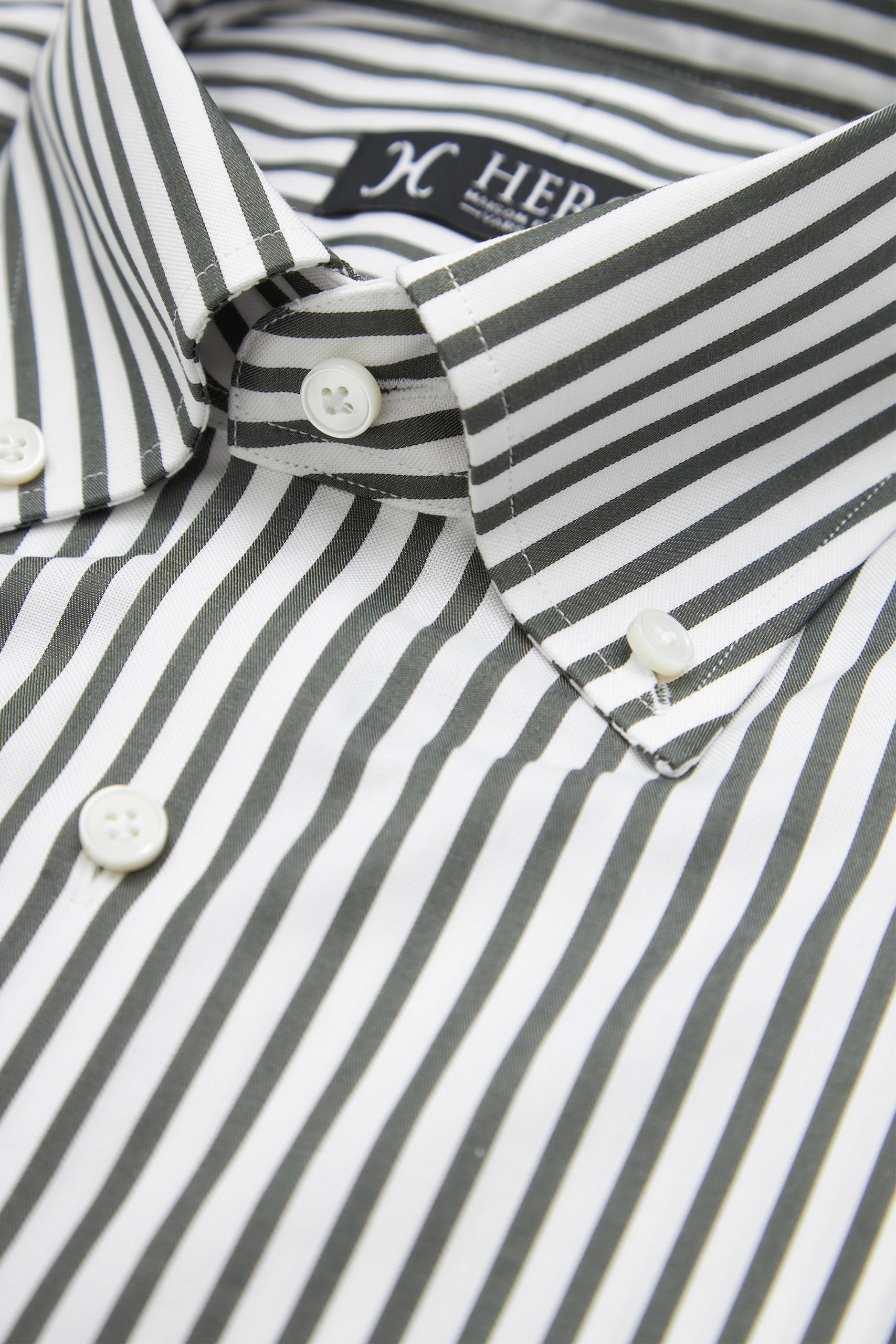 Green striped button down shirt Albini