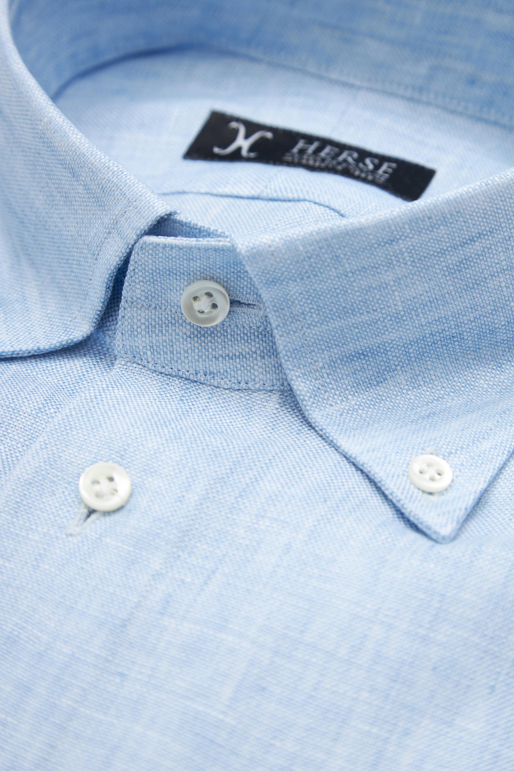 Blue linen shirt with button down collar Albini