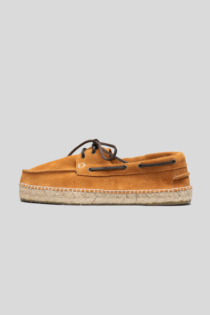 Cognac Suede Boat Shoe Espadrilles