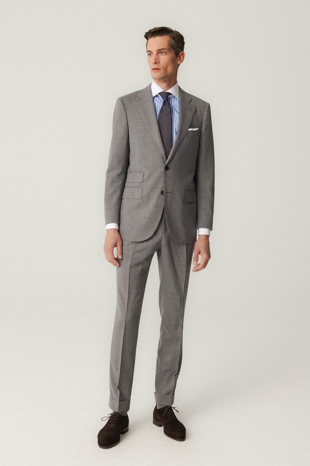 Šedý oblek z vlny Angelico