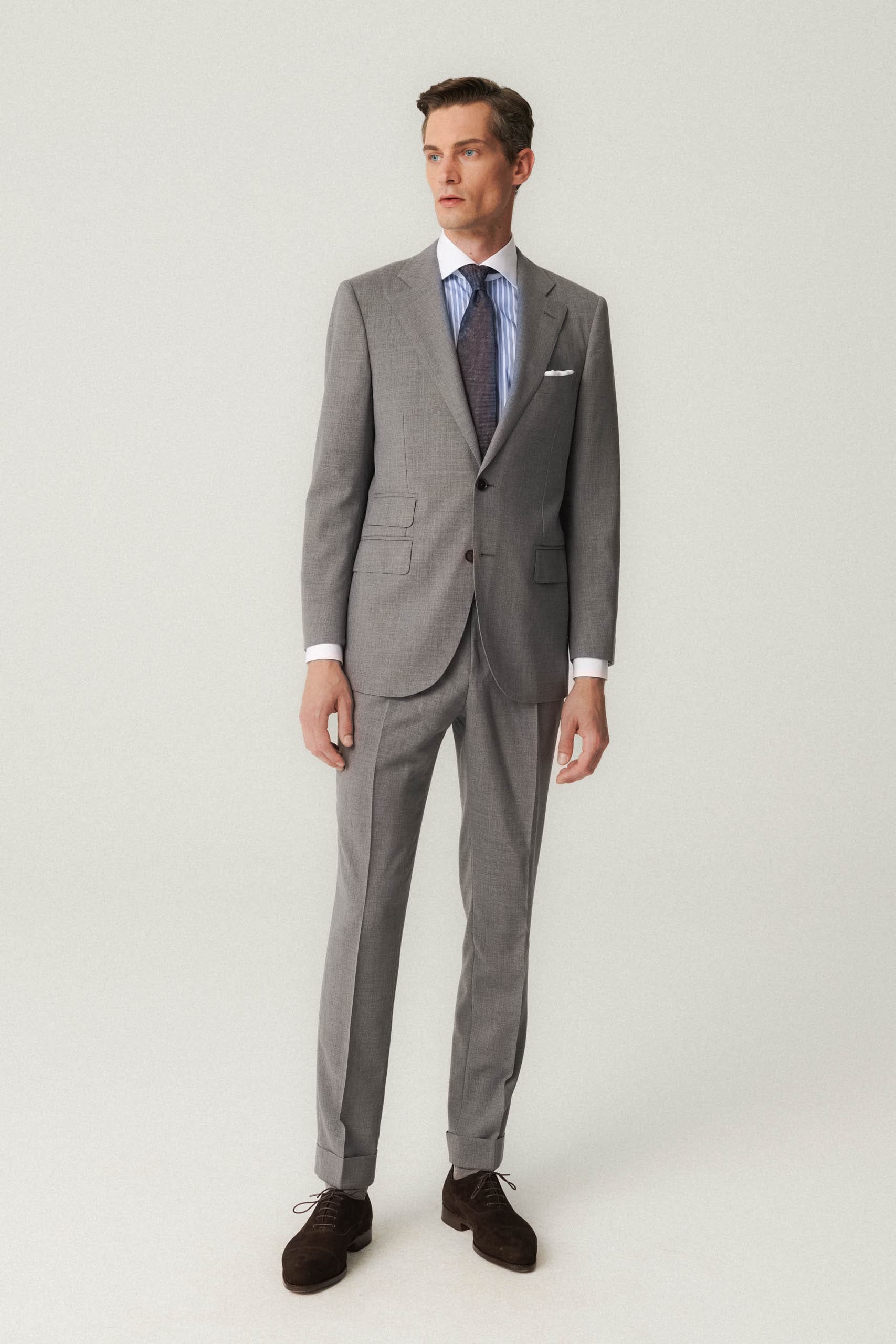 Šedý oblek z vlny Angelico