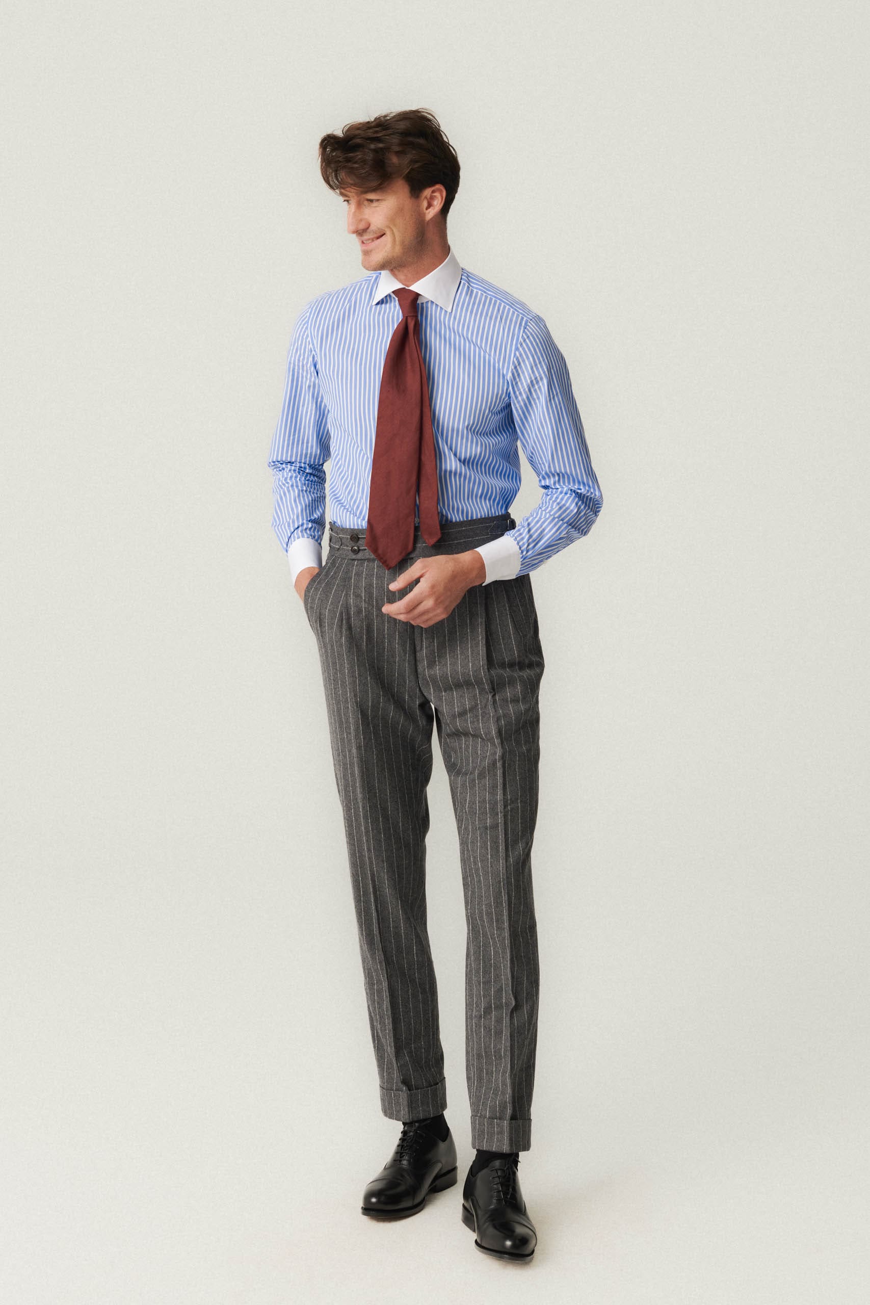 Winchester blue and white striped shirt