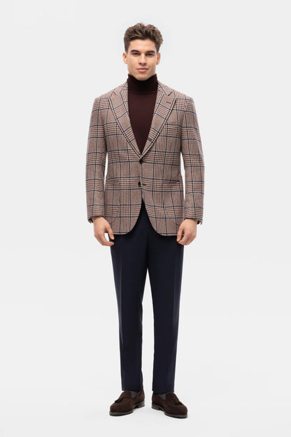 Burgundy-blue PoW checkered jacket