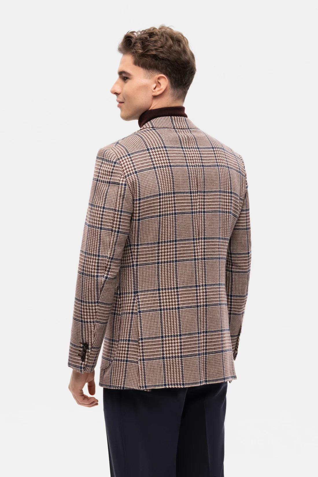 Burgundy-blue PoW checkered jacket