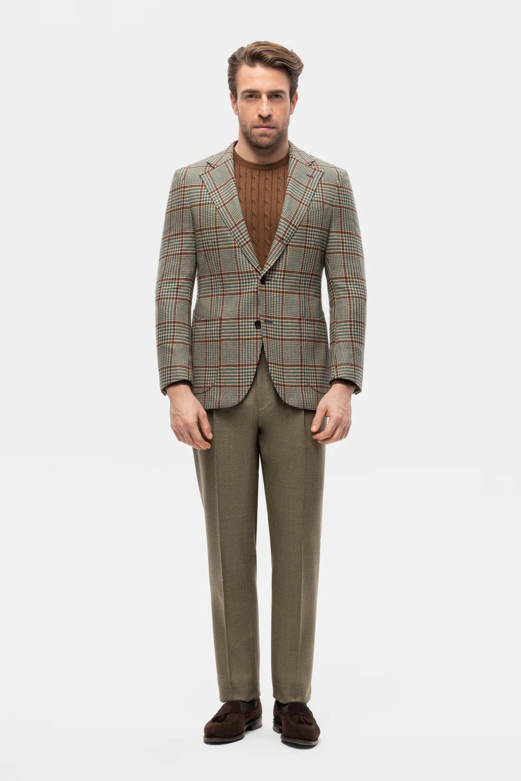 Green-brown PoW checkered jacket