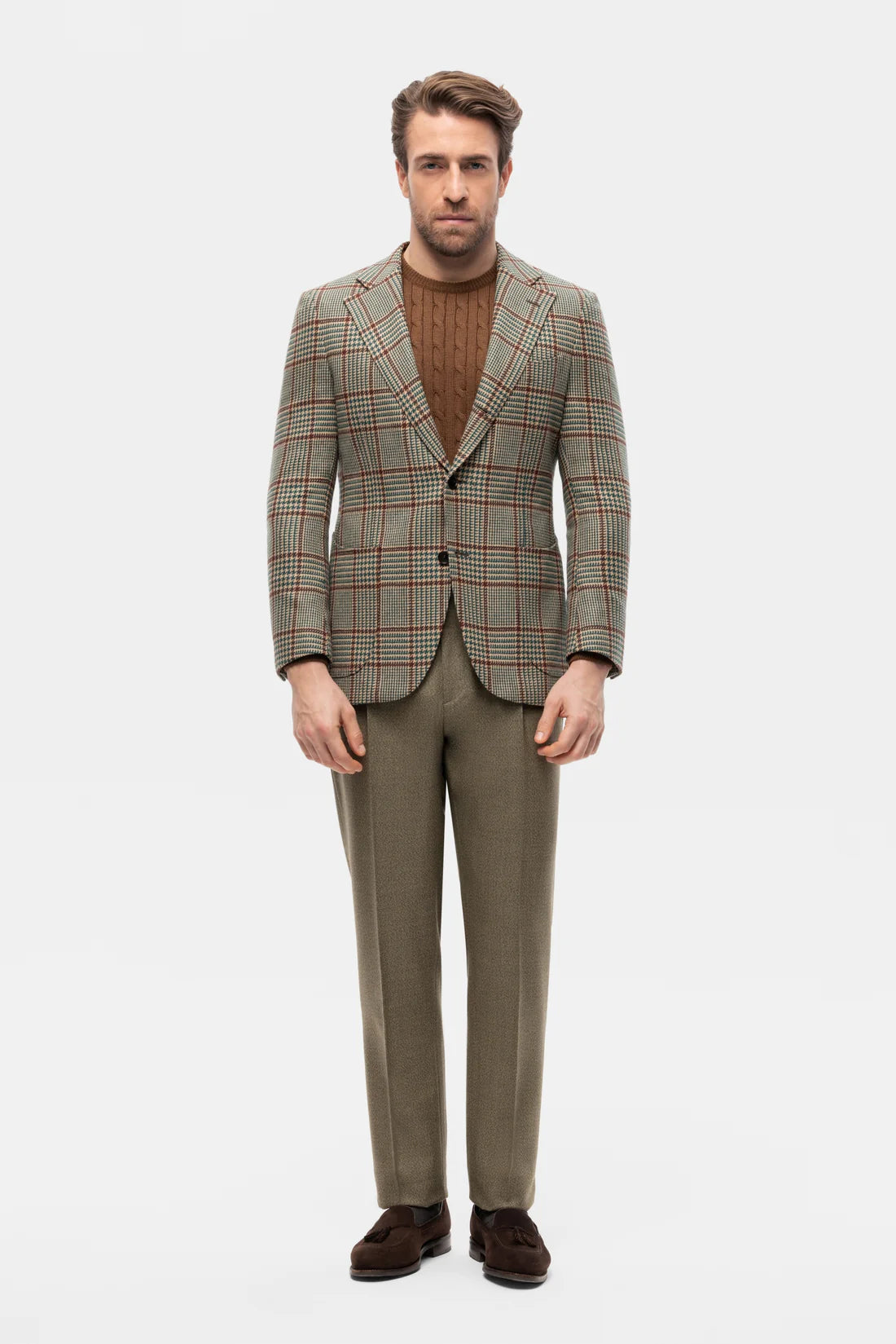 Green-brown PoW checkered jacket